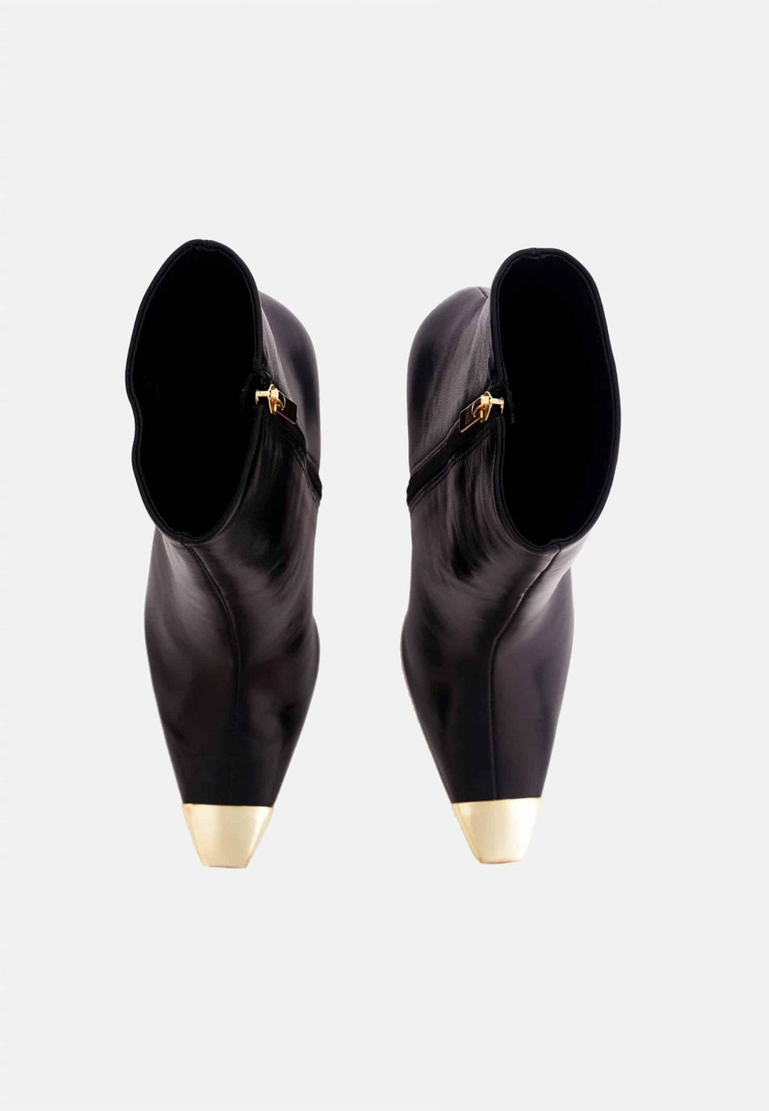 Mangará Atelier Black Calf Leather Ankle Boots Inga – 8.7cm Heeled Pointed-Toe