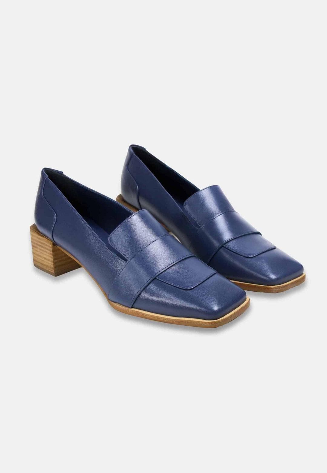 Mangará Atelier Blue Calf Leather Loafers Louro – Women’S 4cm Block Heel