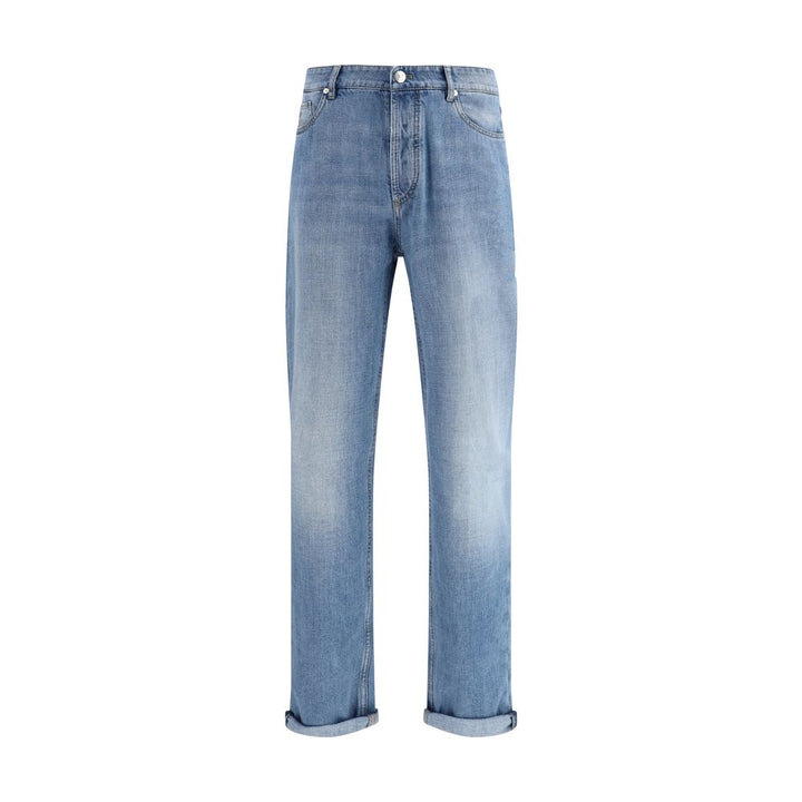 Brunello Cucinelli Blue Cotton Straight-Leg Jeans