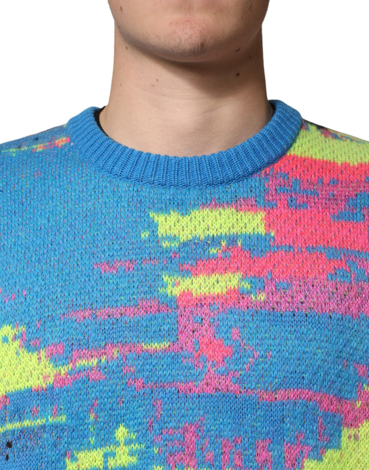 Dolce & Gabbana Multicolor Men Crew Neck Pullover Sweater