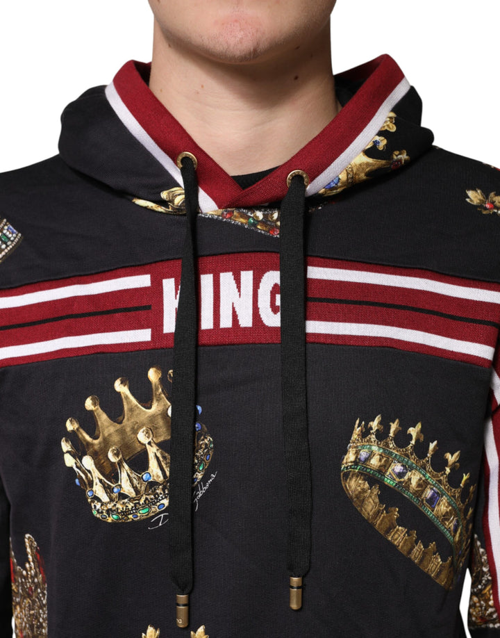 Dolce & Gabbana Black King Crown Hooded Sweatshirt Sweater