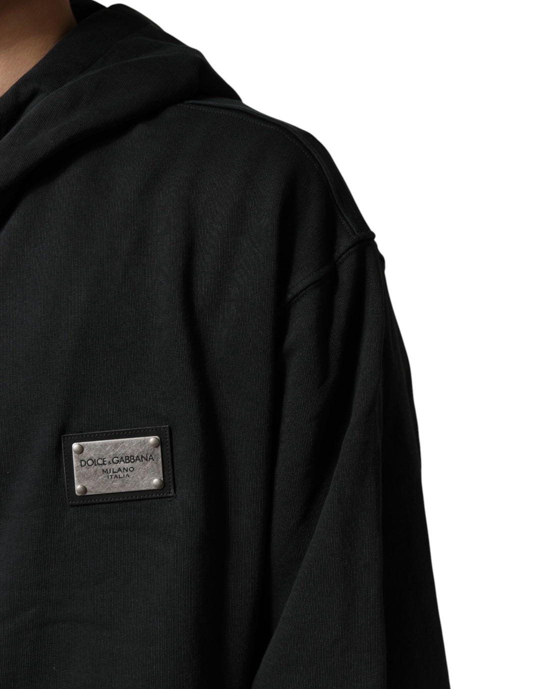 Dolce & Gabbana Black Logo Zipped Hooded Sweatshirt Sweater