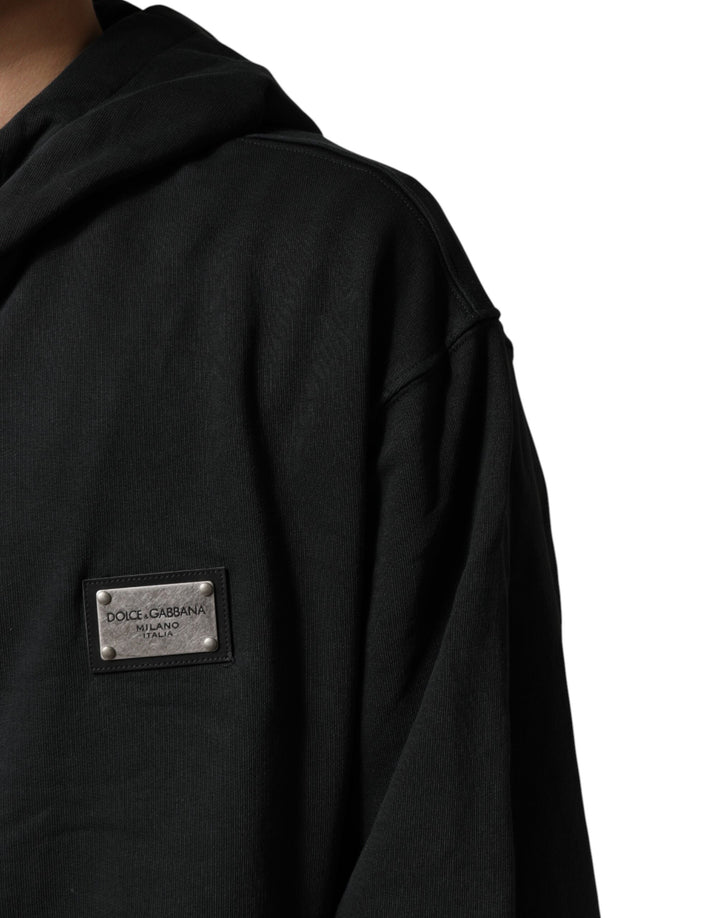 Dolce & Gabbana Black Logo Zipped Hooded Sweatshirt Sweater