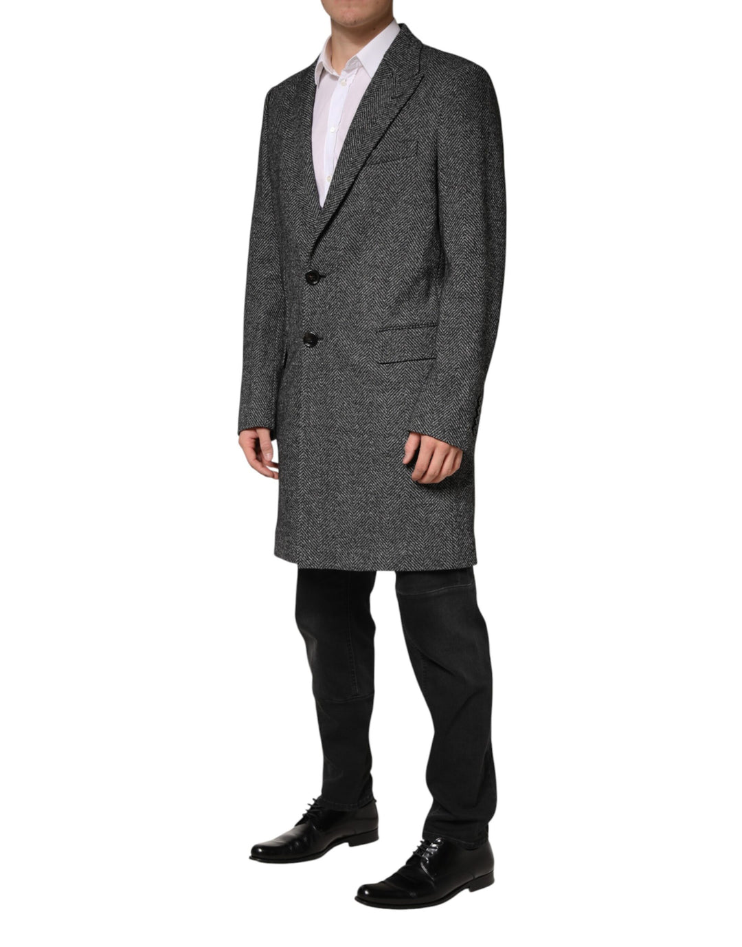 Dolce & Gabbana Gray Wool Blend Long Trench Coat Men Jacket