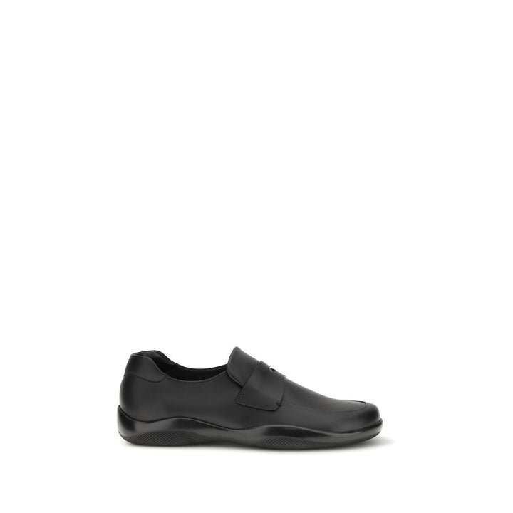 Prada Black Calf Leather Bos Taurus Slip-On Loafers