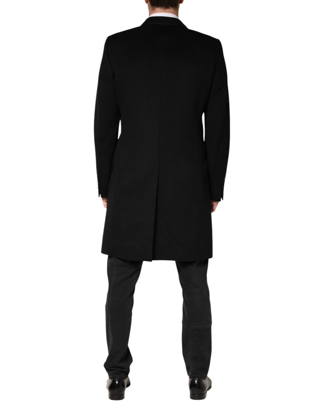 Dolce & Gabbana Black Wool Double Breasted TrenchCoat Jacket
