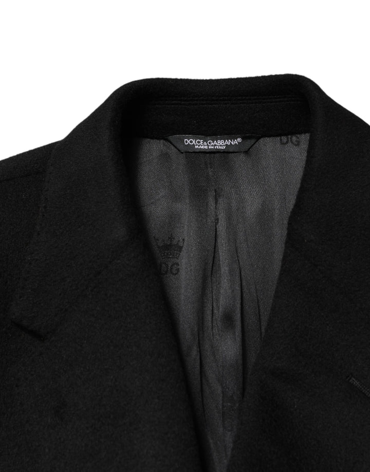 Dolce & Gabbana Black Wool Double Breasted TrenchCoat Jacket