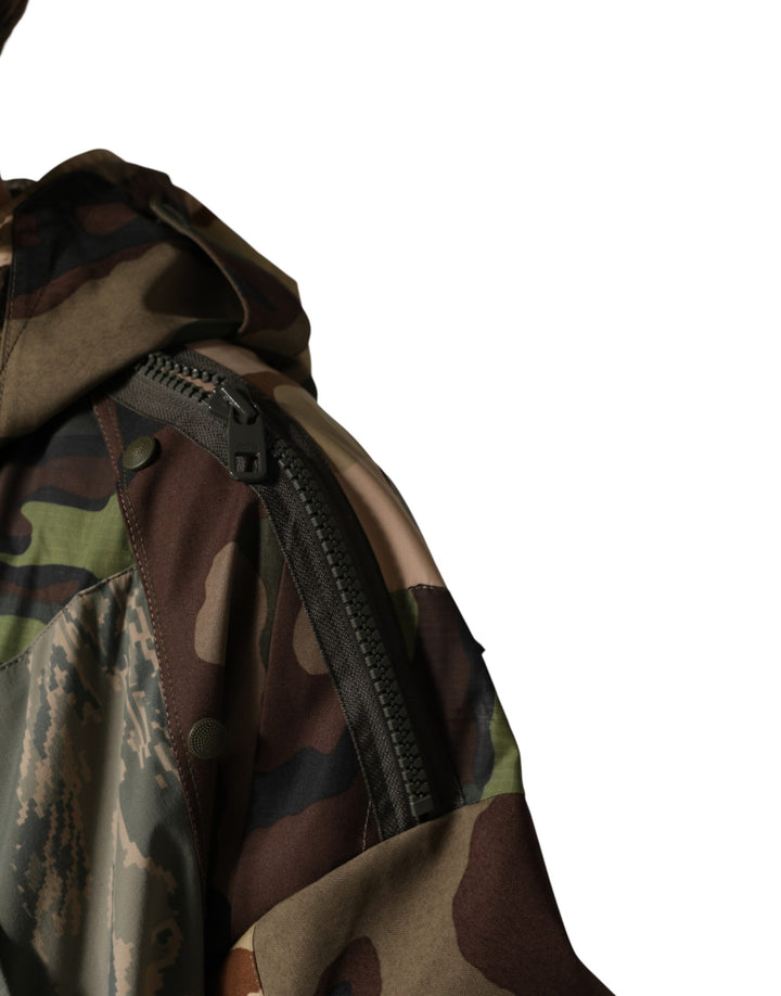 Dolce & Gabbana Multicolor Camouflage Hooded RainCoat Jacket