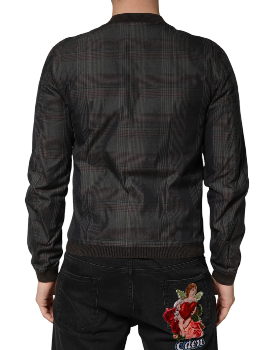 Dolce & Gabbana Black Stripes Cotton Full Zip Bomber Jacket