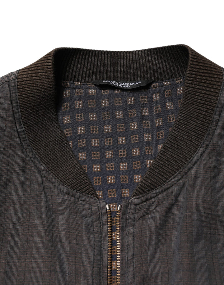 Dolce & Gabbana Black Stripes Cotton Full Zip Bomber Jacket